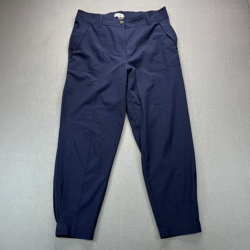 Calvin Klein Ankle Jogger Pants Womens Medium Navy Blue Polyester Stretch Casual